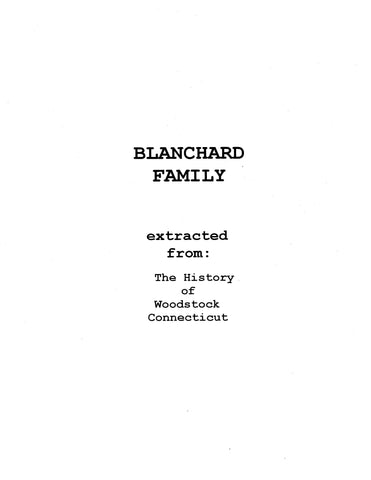 BLANCHARD: Extracted from History of Woodstock, Connecticut (Softcover)