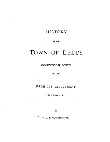 BOOTHBY: Extracted from History of the Town of Leeds, Maine (Softcover)