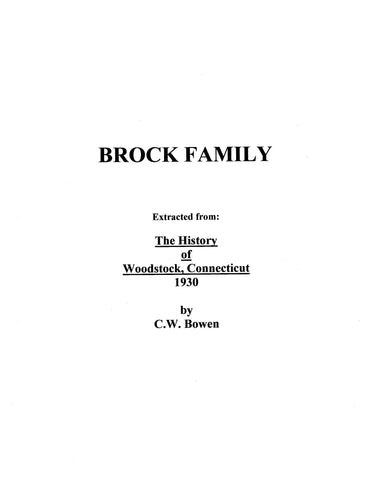 BROCK: Extracted from History of Woodstock, Connecticut (Softcover)
