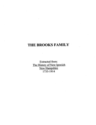 BROOKS: Extracted from History of New Ipswich, New Hampshire (Softcover)