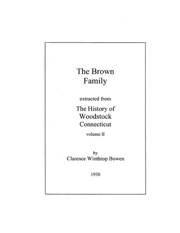 BROWN: Extracted from History of Woodstock, Connecticut (Softcover)