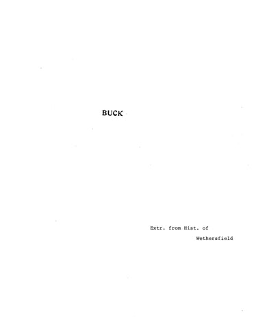 BUCK: Extracted from History of Wethersfield, Connecticut (Softcover)