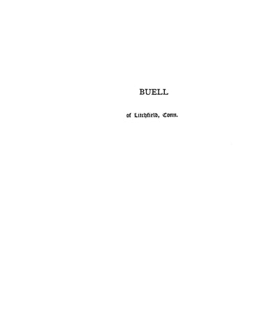 BUELL: Extracted from Genealogical Register of Litchfield, Connecticut (Softcover)