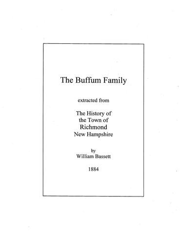 BUFFUM: Extracted from History of the Town of Richmond, New Hampshire (Softcover)