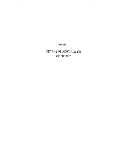 BULLARD: Extracted from History of New Ipswich, New Hampshire (Softcover)