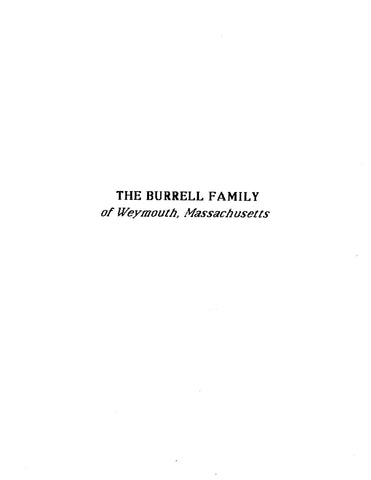 BURRELL: Extracted from History of Weymouth, Massachusetts (Softcover)