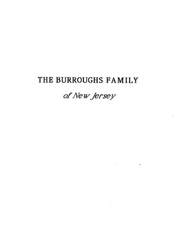 BURROUGHS: Extracted from Genealogy of Settlers of Trenton and Ewing, New Jersey (Softcover)