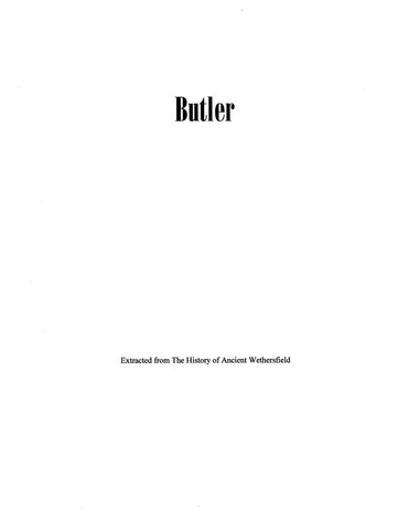 BUTLER: Extracted from History of Ancient Wethersfield, Connecticut (Softcover)