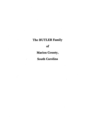 BUTLER: Extracted from History of Marion County, South Carolina (Softcover)