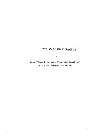 CALLAWAY: Extracted from some Prominent Virginia Families (Softcover)