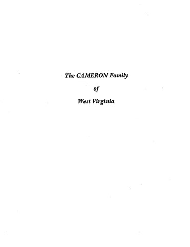 CAMERON: Extracted from Genealogies of West Virginia Families (Softcover)
