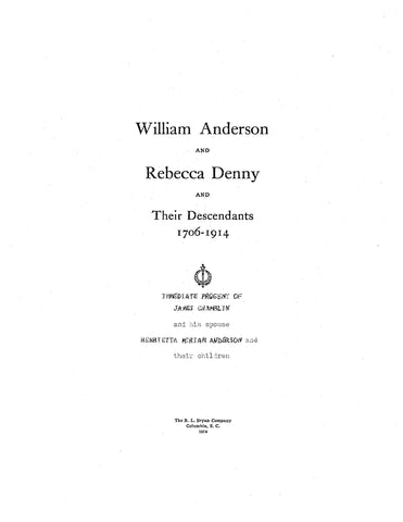 CHAMBLIN: Extracted from William Anderson and Rebecca Denny (Softcover)