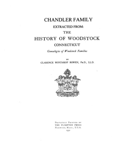 CHANDLER: Extracted from History of Woodstock, Connecticut (Softcover)