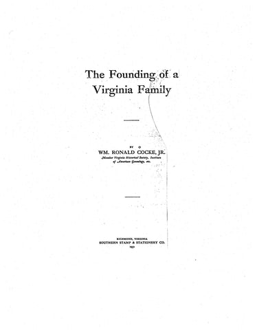 COCKE: The Founding of a Virginia Family (Softcover)