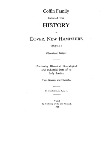COFFIN: Extracted from History of Dover, New Hampshire (Softcover)