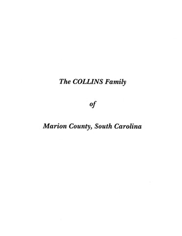 COLLINS: Extracted from History of Marion County, South Carolina (Softcover)