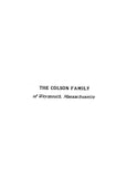 COLSON: Extracted from History of Weymouth, Massachusetts (Softcover)