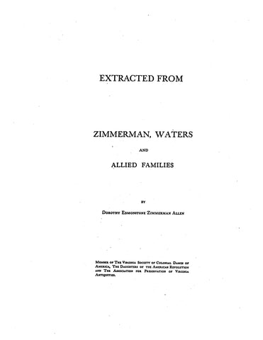 Edmonstone : Extracted from Zimmerman, Waters and Allied Families