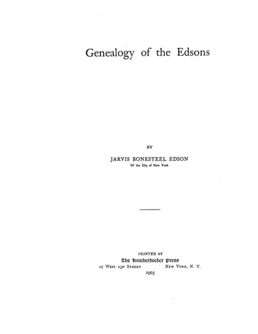 EDSON: Genealogy of the Edsons 1903