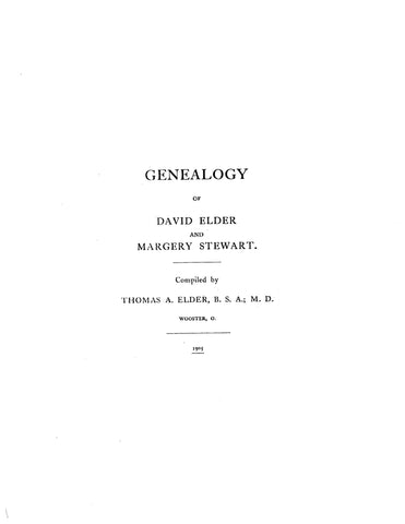 ELDER: Genealogy of David Elder and Margery Stewart 1905