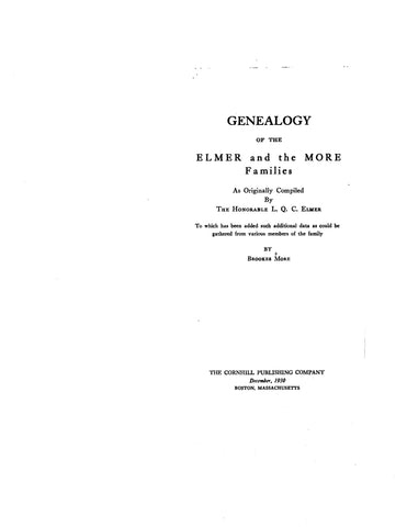 ELMER: Genealogy of the Elmer and More families 1930