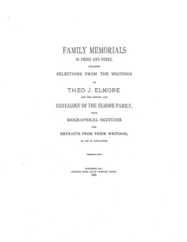 ELMORE Memorials, history and genealogy of the Elmore family.