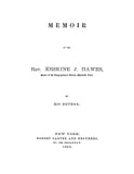 HAWES: Memoir of Reverend Erskine J Hawes 1863