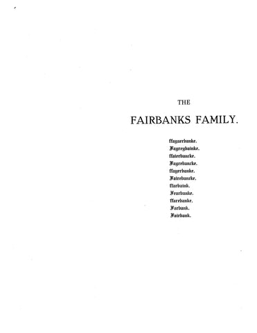 FAIRBANKS Family, revised edition 1892