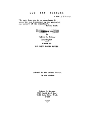 FAY: Our Fay Lineage: A Family History (Softcover)
