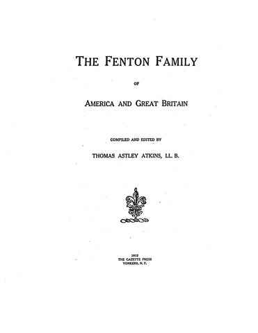 FENTON: The Fenton family of America and Great Britain 1912