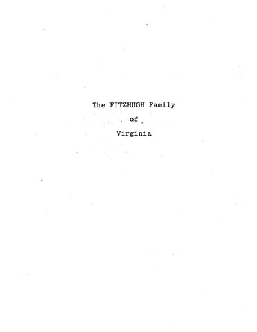 FITZHUGH family of Virginia n.d
