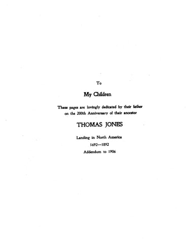 FLOYD - JONES; Thomas Jones, Ft. Neck, Queens Co. Long Island, 1695, & his descendants