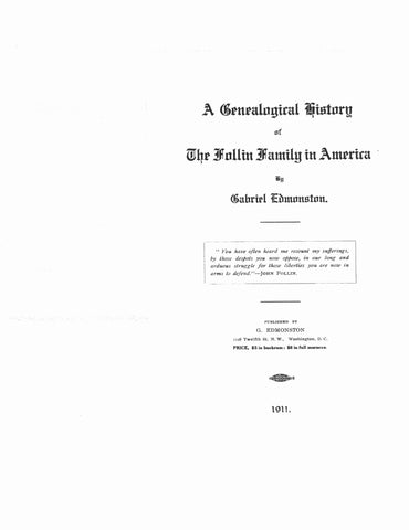 FOLLIN: Genealogical history of the Follin family in America 1911