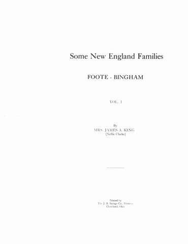 FOOTE - BINGHAM; Some New England families 1922