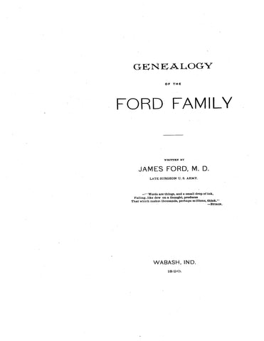 FORD: Genealogy of the Ford family 1890