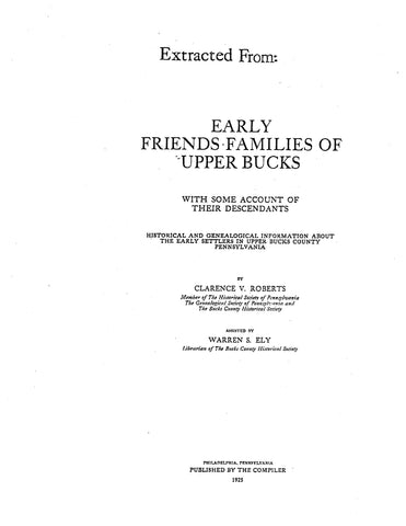 Foulke Family; Extracted from Early Friends Families of Upper Bucks 1925