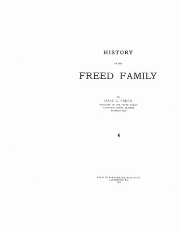 FREED: History of the Freed family 1919