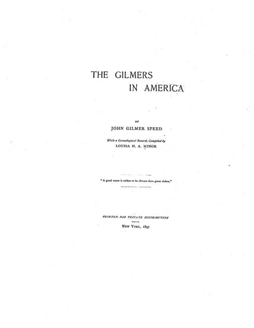 GILMER: The Gilmers in America 1897