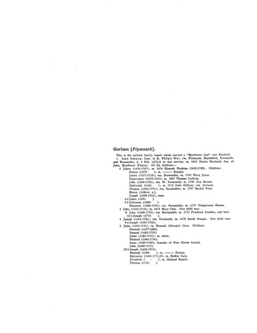 GORHAM Family Extracted from HISTORY & GENEALOGY OF THE FAMILIES OF OLD FAIRFIELD