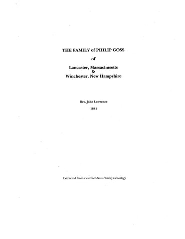 GOSS: Extracted from Family of Lawrence-Goss-Pomroy 1881.