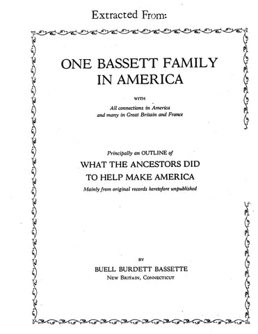 GRISWOLD: Extracted from One Bassett Family in America 1926