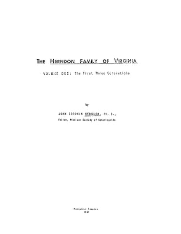 HERNDON: The Herndon Family of Virginia 1950
