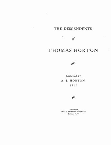 HORTON: Descendants of Thomas Horton 1912
