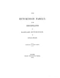 HUTCHINSON: The Hutchinson family; or, the descendants of Bernard Hutchinson of Cowlam, England 1870