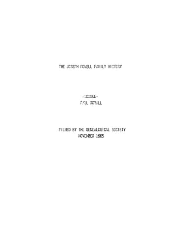 POWELL: The Joseph Powell Family History (Softcover)