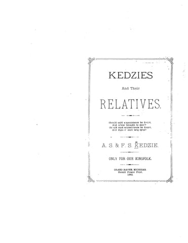 KEDZIE: Kedzies and their relatives 1882