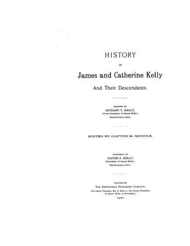 KELLY: History of James & Catherine Kelly & their descendants 1900