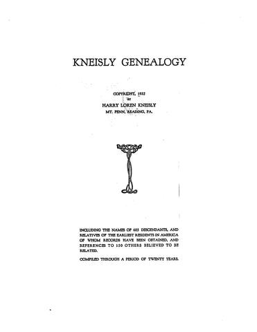 KNEISLY GENEALOGY 1932