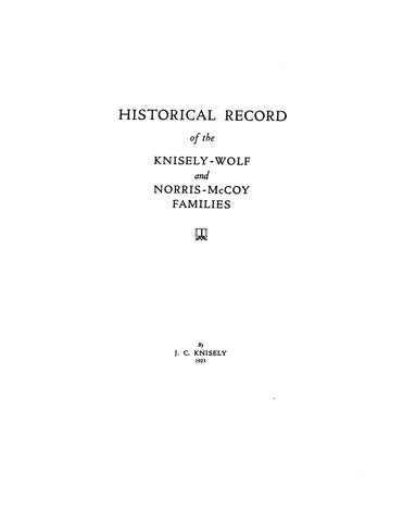 KNISELY - WOLF - NORRIS - McCOY FAMILIES 1923
