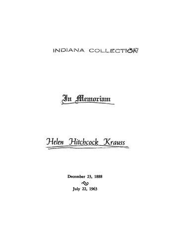 KRAUSS: In Memorium: Helen Hitchcock Krauss, December 23, 1888 - July 22, 1963 (Softcover)